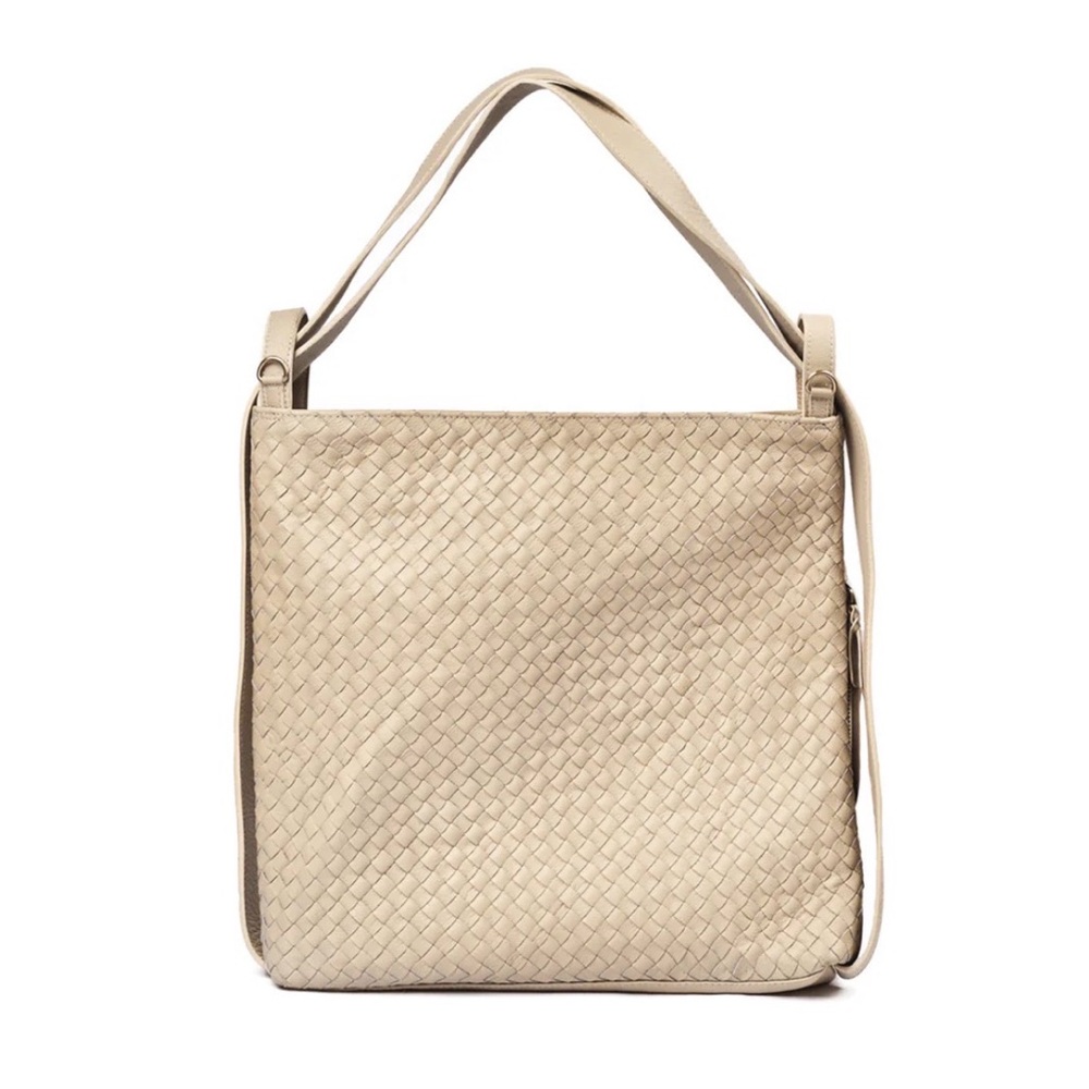 MANDRN Woven Convertible Evra Tote - Bone (converts to backpack)